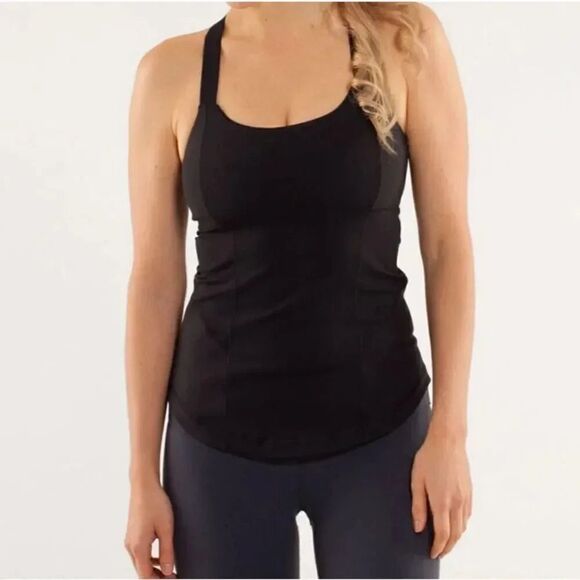 LULULEMON | Work It Out Tank Solid Black Built-in Bra | Size 4 - Picture 1 of 9